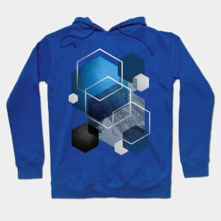 Blue Hexagonal Geometric Hoodie